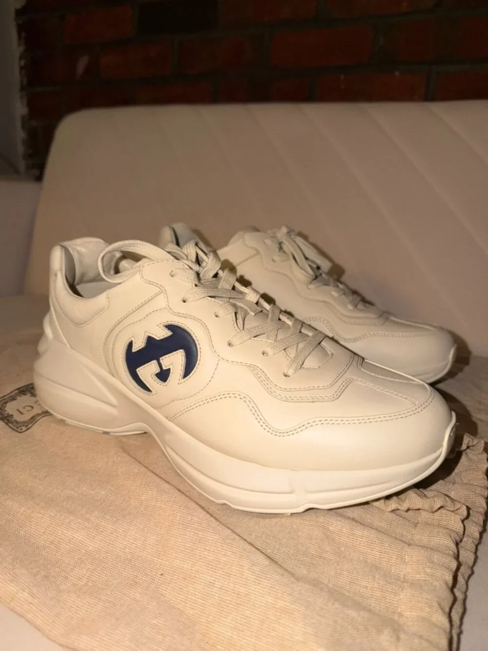 GUCCI RHYTON 'Interlocking G' | Ivory Blue | Men's Size  9